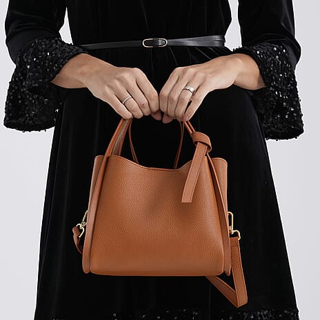 BRAND NEW LAUNCH - Designer Inspired Genuine Leather Top Handle Bucket Bag - Tan