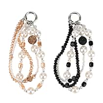Set of 2 Stylish Beaded Phone Charms Chain - Gold & Black