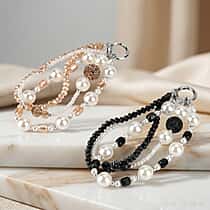 Set of 2 Stylish Beaded Phone Charms Chain - Gold & Black