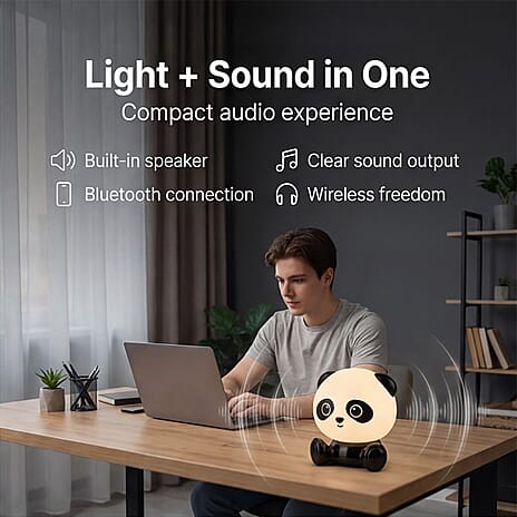 BLISS - BEYOND Panda Light with Bluetooth Speaker (26cm) - RGB LED Mood Lamp with 8 Gears - Black - White