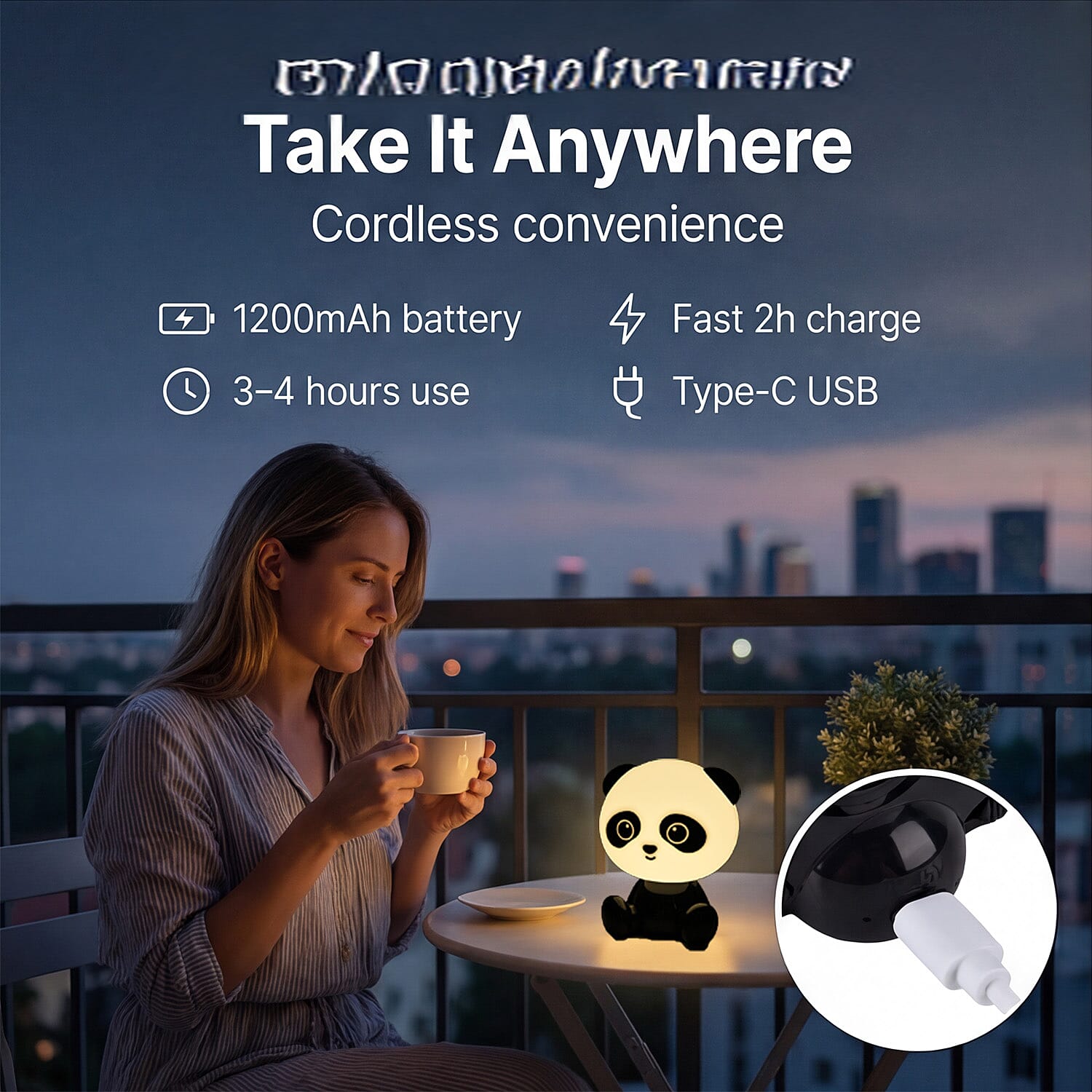 BLISS - BEYOND Panda Light with Bluetooth Speaker (26cm) - RGB LED Mood Lamp with 8 Gears - Black - White