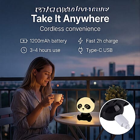 BLISS - BEYOND Panda Light with Bluetooth Speaker (26cm) - RGB LED Mood Lamp with 8 Gears - Black - White