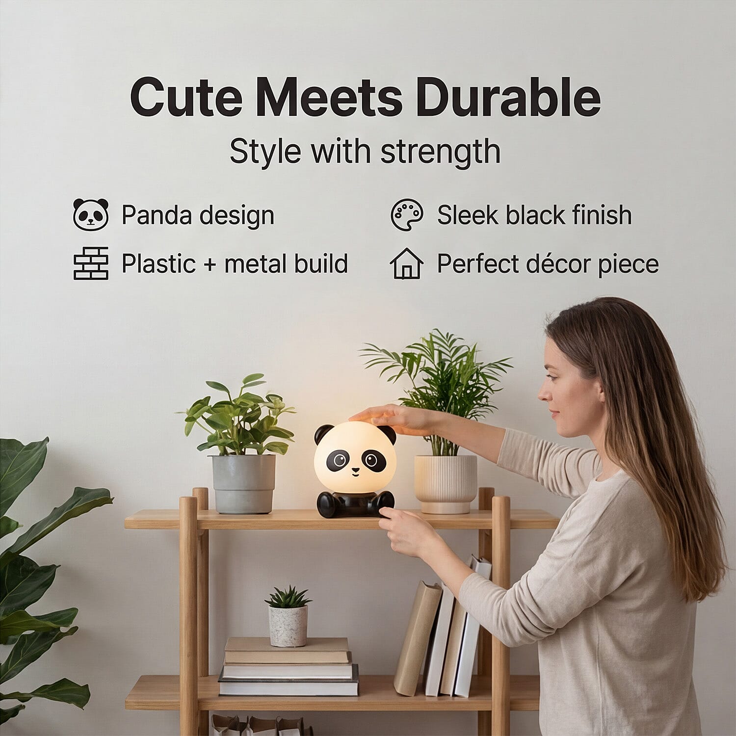 BLISS - BEYOND Panda Light with Bluetooth Speaker (26cm) - RGB LED Mood Lamp with 8 Gears - Black - White
