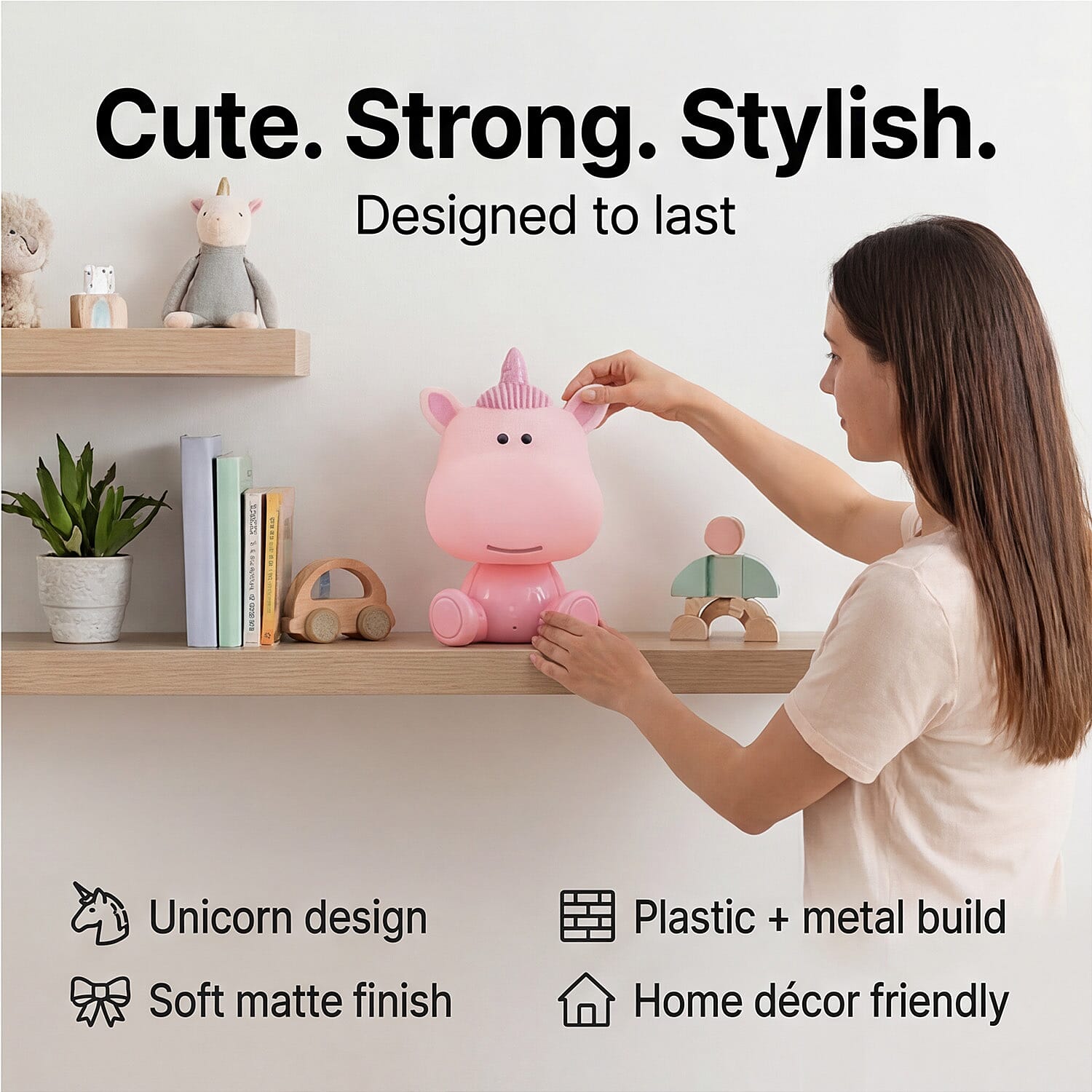 BLISS - BEYOND Unicorn Light with Bluetooth Speaker (26cm) - RGB LED Mood Lamp with 8 Gears, Rechargeable - Pink