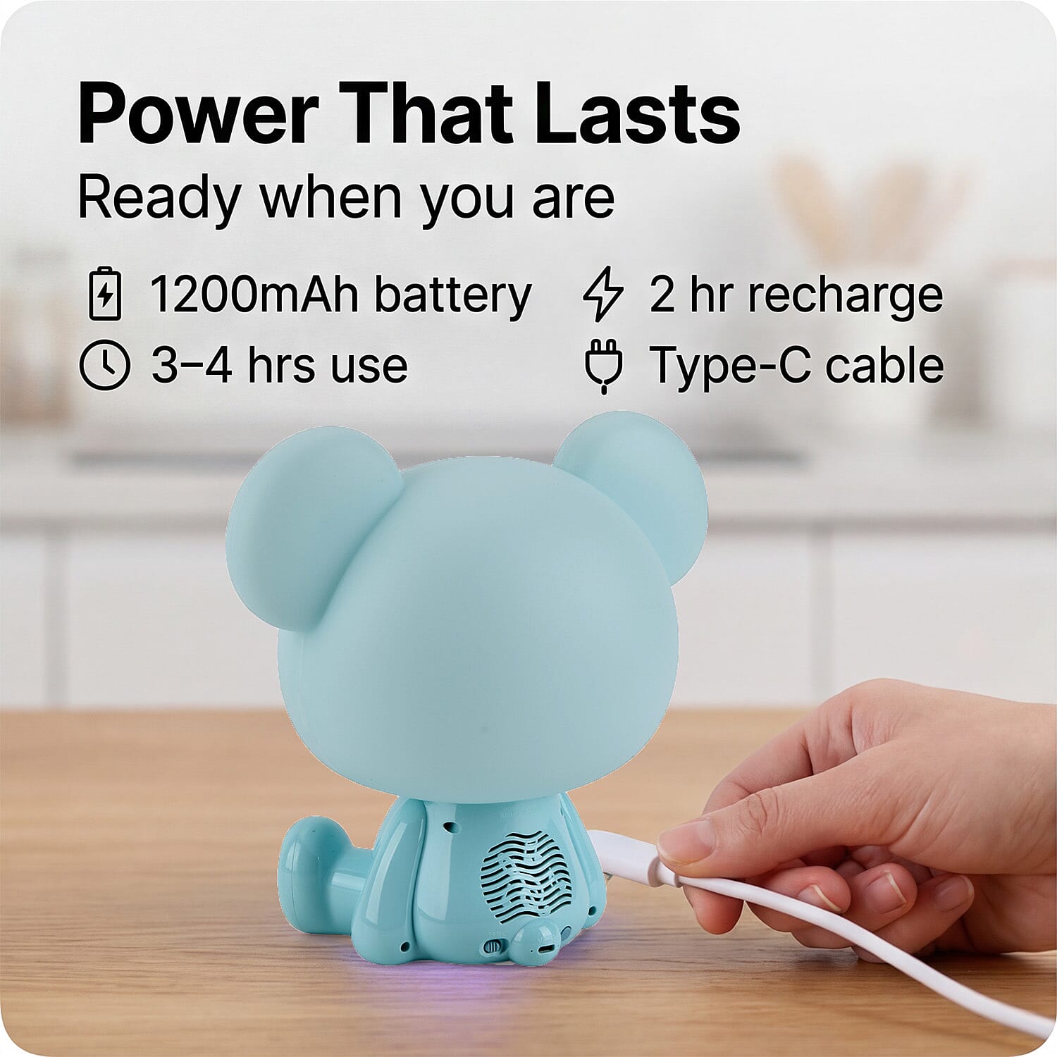 BLISS - BEYOND Koala Light with Bluetooth Speaker (26cm) - RGB LED Mood Lamp with 8 Gears, Rechargeable - Blue