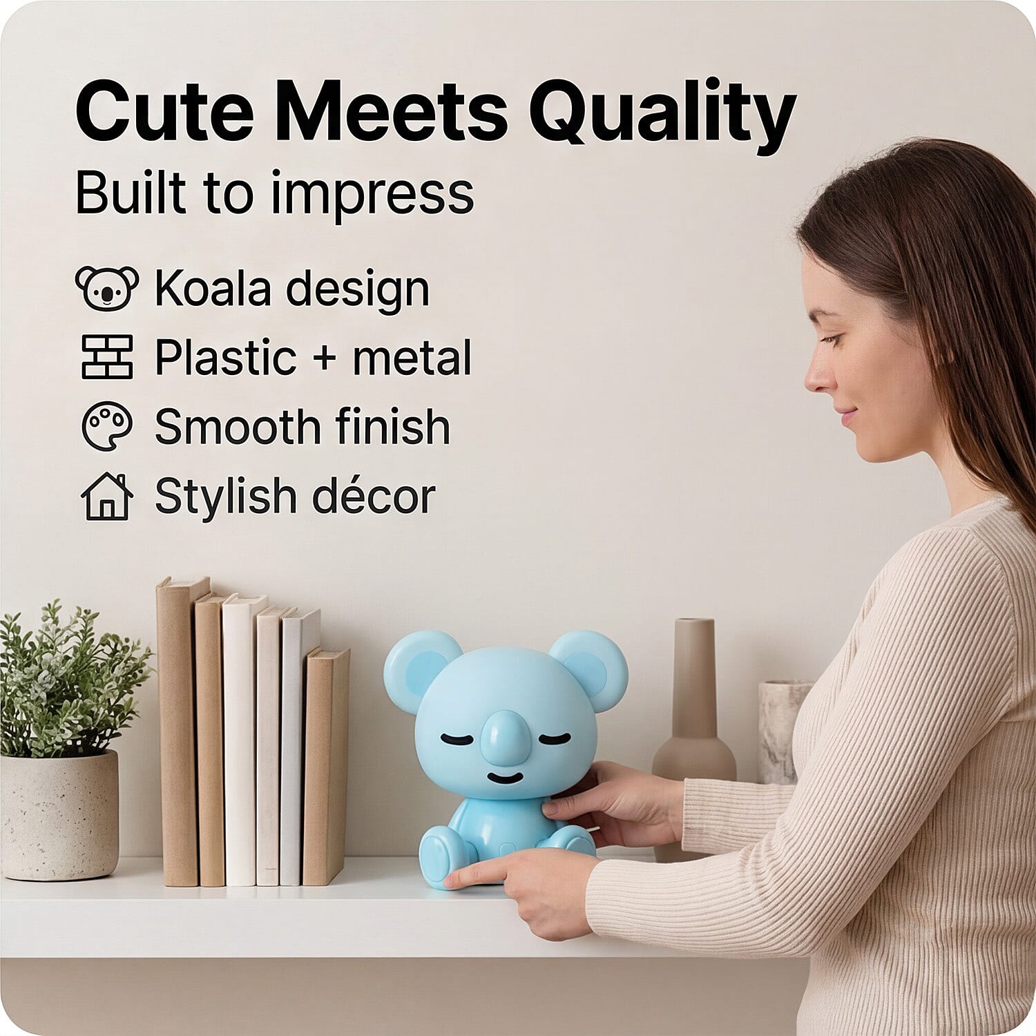 BLISS - BEYOND Koala Light with Bluetooth Speaker (26cm) - RGB LED Mood Lamp with 8 Gears, Rechargeable - Blue