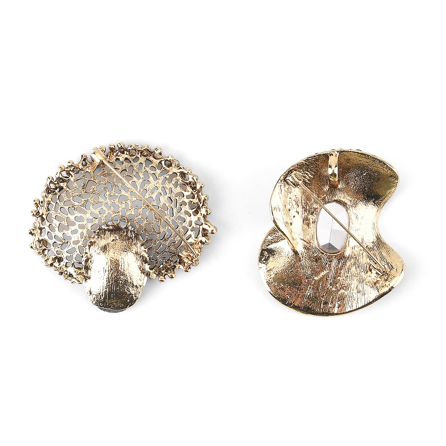Set of 2 Vintage-Inspired Sparkling Stone Brooches - Green