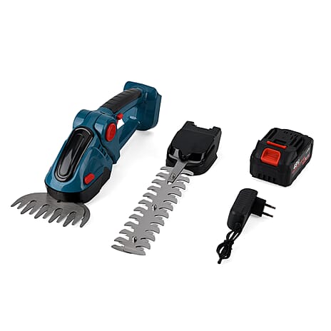 Cordless High-Power Grass Shear - 390W Electric Shrub Trimmer with 6000mAh Battery, 30-Minute Run Time - Dark Teal