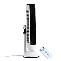 LIVMORE Bladeless Tower Fan with Turbine Air Duct (50W) 6-Speed Oscillating Fan with 9 Hour Timer & Optional Ambient Lighting With Remote Control