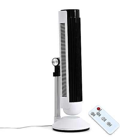 LIVMORE Bladeless Tower Fan with Turbine Air Duct (50W) 6-Speed Oscillating Fan with 9 Hour Timer & Optional Ambient Lighting With Remote Control