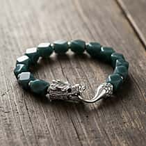 Natural Jade Beads Bracelet (Size - 7) with Dragon Lock 140.00 Ct.