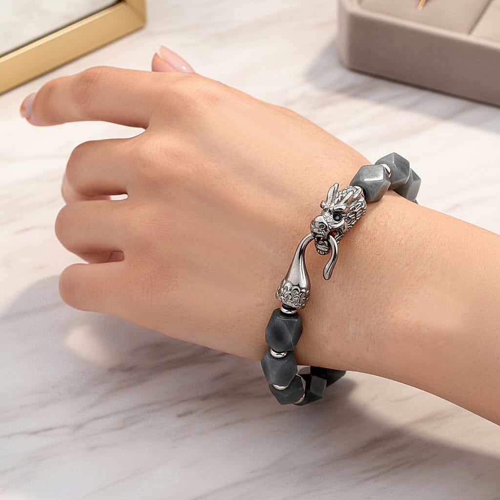 Tucson Preview- Natural Type A Jadeite Bracelet (Size - 8) with Dragon Lock 140.00 Ct.