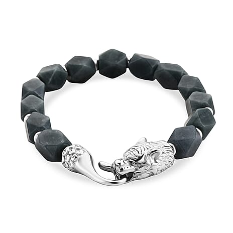 Natural Jade Beads Bracelet (Size - 7) Pure White Stainless Steel  140.000  Ct.