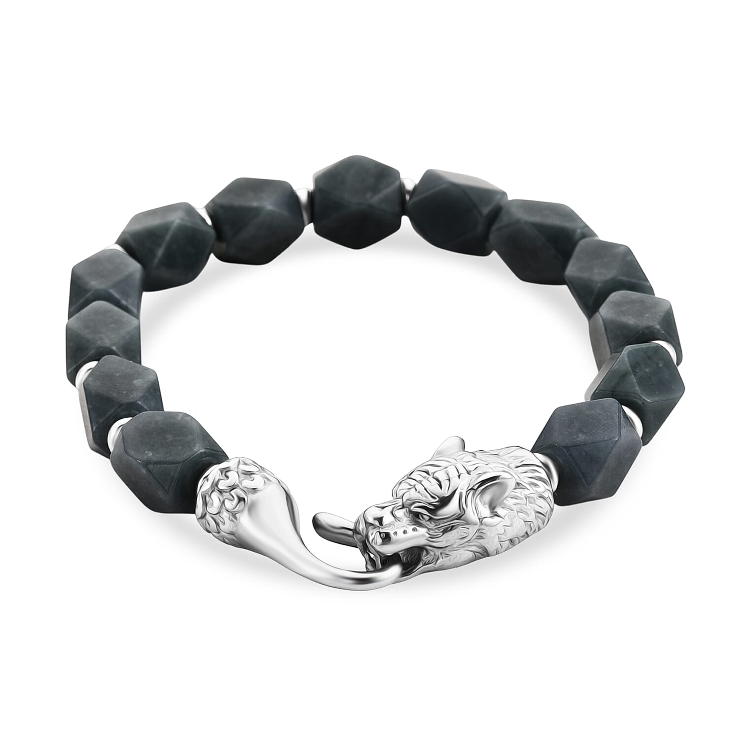 Natural Jade Beads Bracelet (Size - 7.5) with Panther Lock 140.00 Ct.