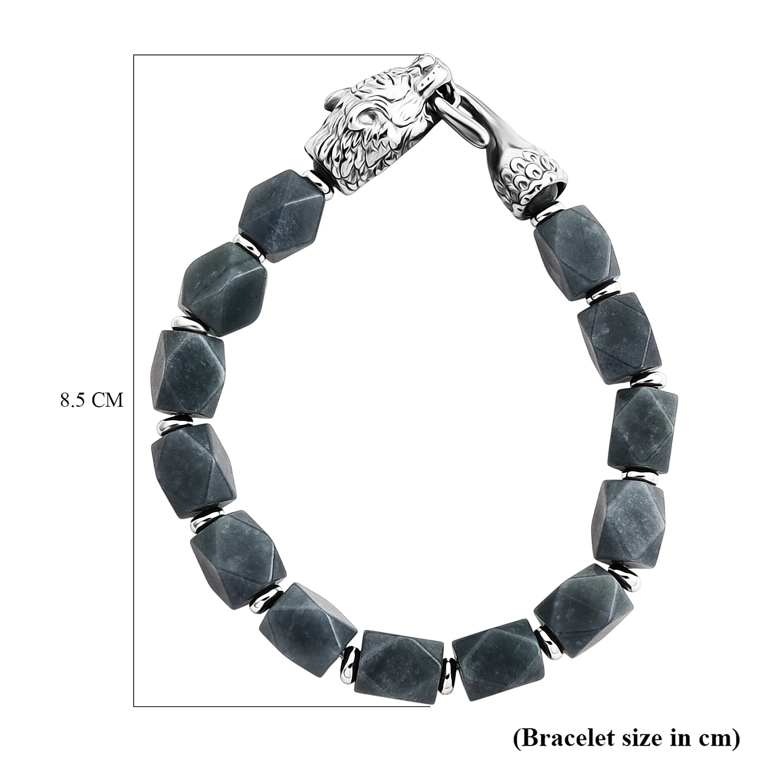 Natural Jade Beads Bracelet (Size - 7.5) with Panther Lock 140.00 Ct.