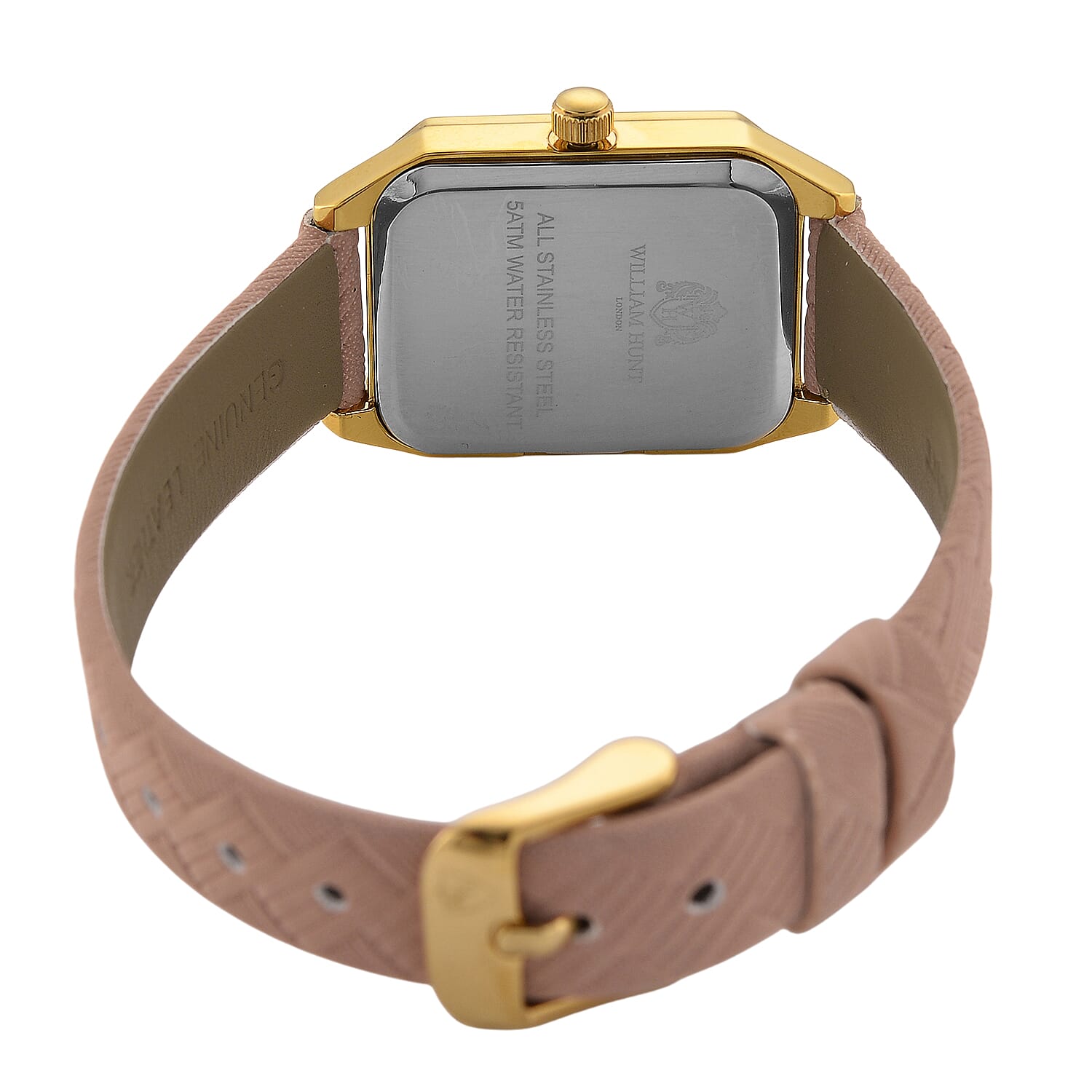 Mothers Day Gift Idea- William Hunt London Legacy Lab Grown Diamond (VVS E-F) 5ATM Water Resistancy Watch with Genuine Leather Strap  Swiss Movement- Pink