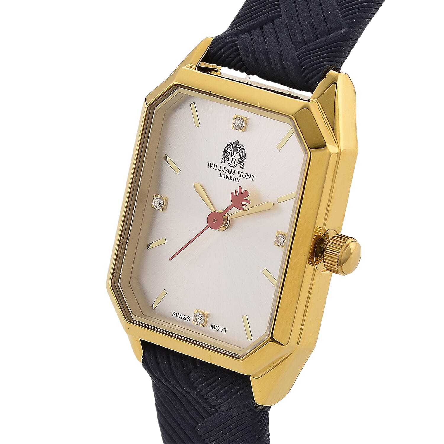 Mothers Day Gift Idea- William Hunt London Legacy Lab Grown Diamond (VVS E-F) 5ATM Water Resistancy Watch with Genuine Leather Strap  Swiss Movement- Blue