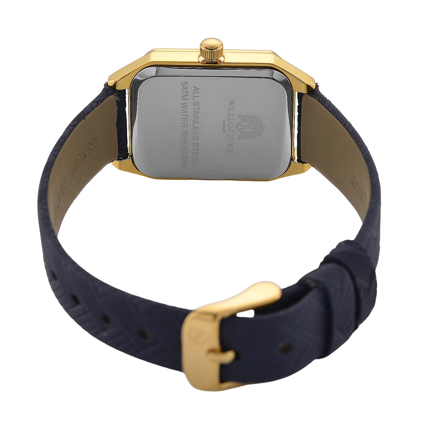 Mothers Day Gift Idea- William Hunt London Legacy Lab Grown Diamond (VVS E-F) 5ATM Water Resistancy Watch with Genuine Leather Strap  Swiss Movement- Blue