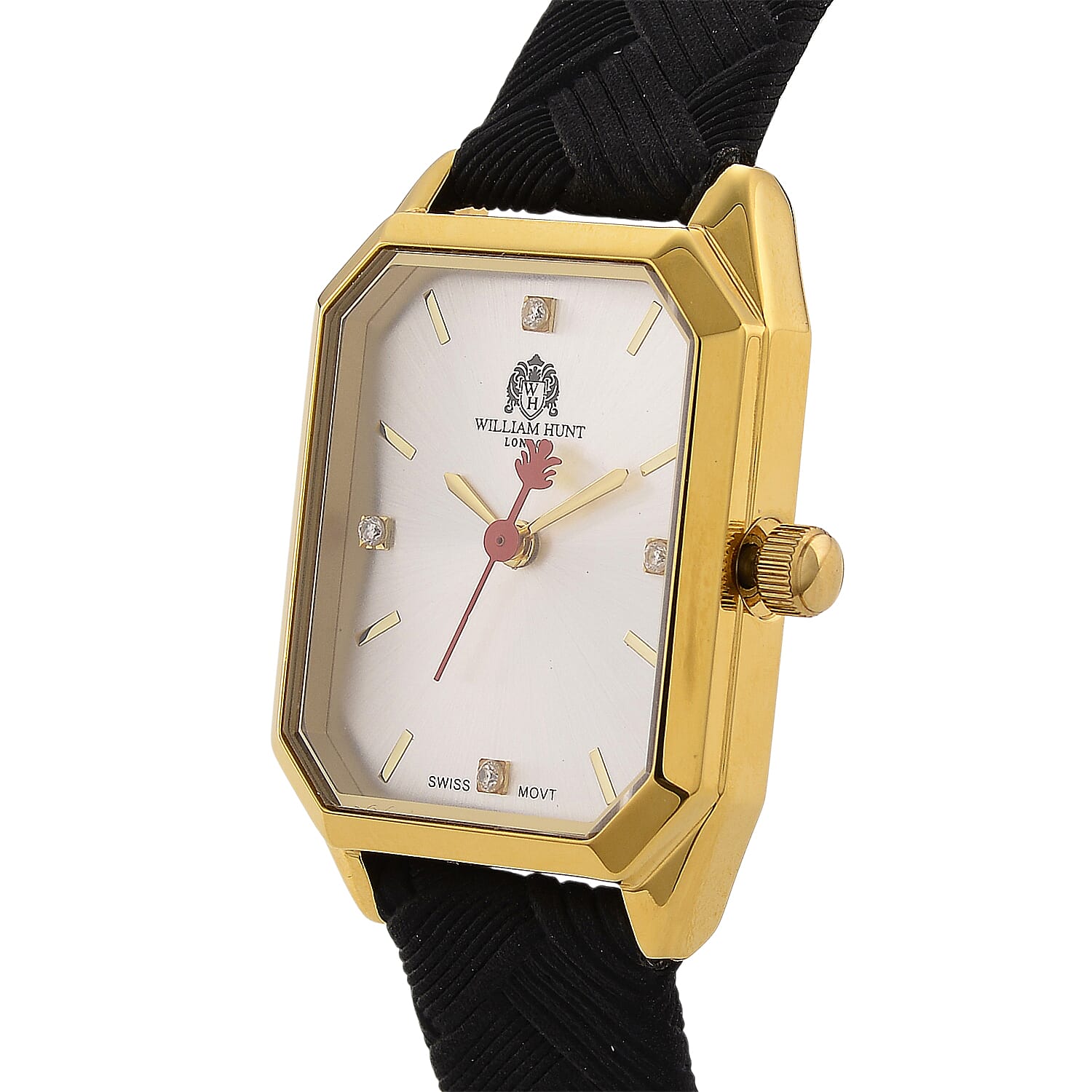 Mothers Day Gift Idea- William Hunt London Legacy Lab Grown Diamond (VVS E-F) 5ATM Water Resistancy Watch with Genuine Leather Strap  Swiss Movement- Black