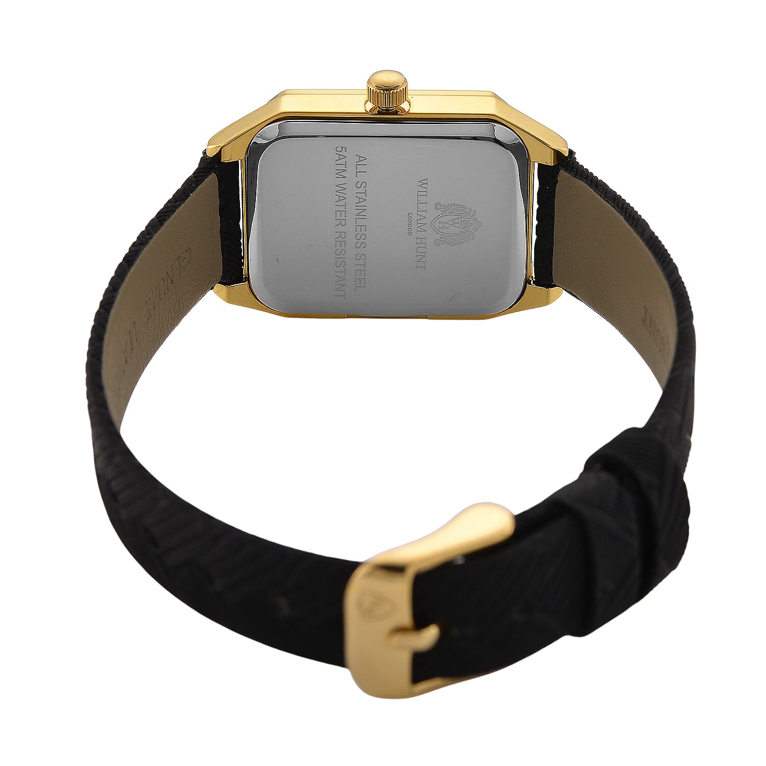 Mothers Day Gift Idea- William Hunt London Legacy Lab Grown Diamond (VVS E-F) 5ATM Water Resistancy Watch with Genuine Leather Strap  Swiss Movement- Black