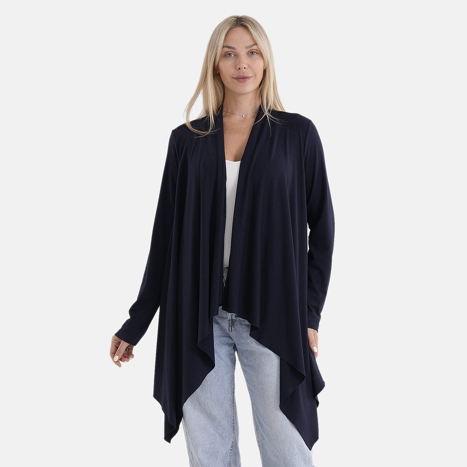 La Marey Waterfall Longline Cardigan (One Size) - Navy
