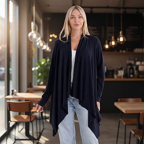 La Marey Waterfall Longline Cardigan (One Size) - Navy