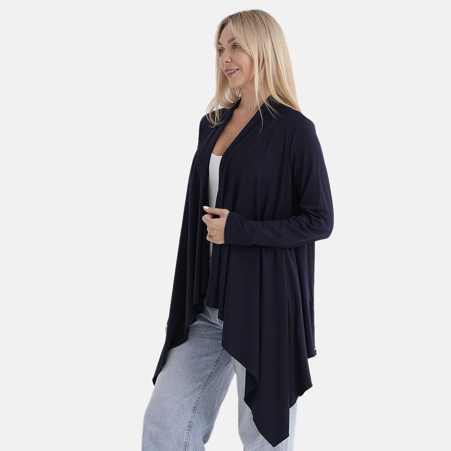 La Marey Waterfall Longline Cardigan (One Size) - Navy