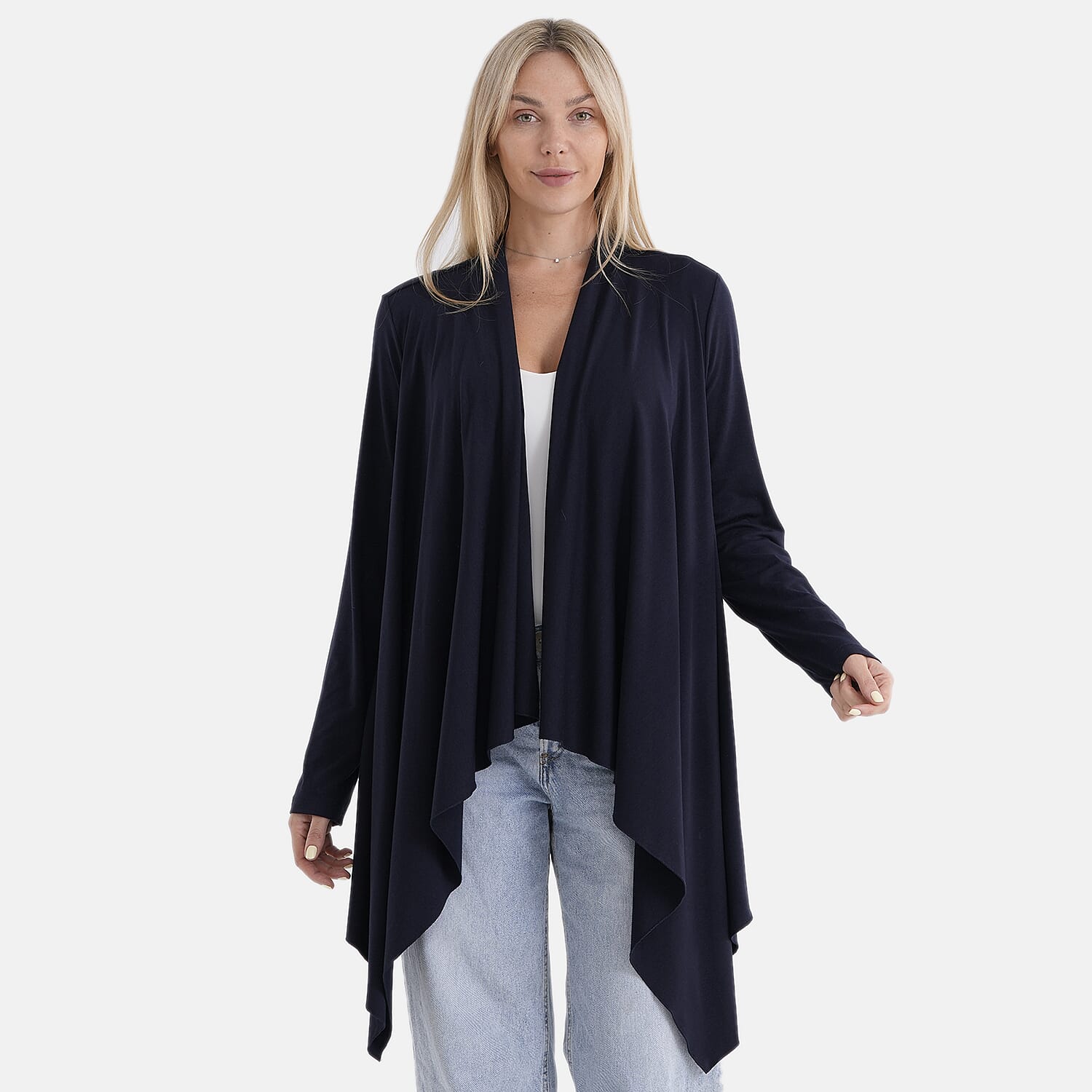La Marey Waterfall Longline Cardigan (One Size) - Navy