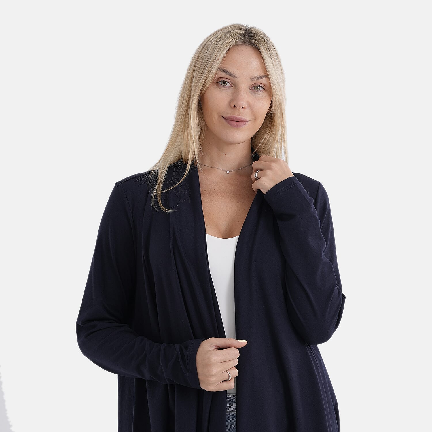 La Marey Waterfall Longline Cardigan (One Size) - Navy