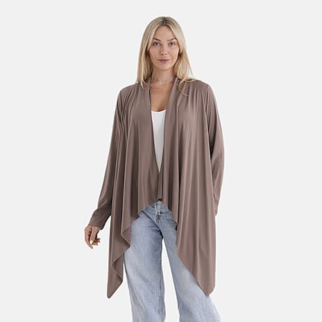 La Marey Waterfall Longline Cardigan (One Size) - Mocha