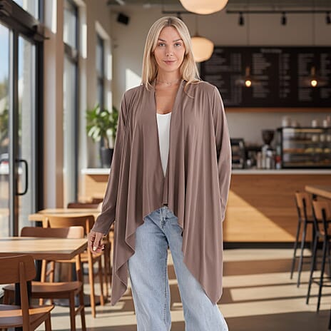 La Marey Waterfall Longline Cardigan (One Size) - Mocha