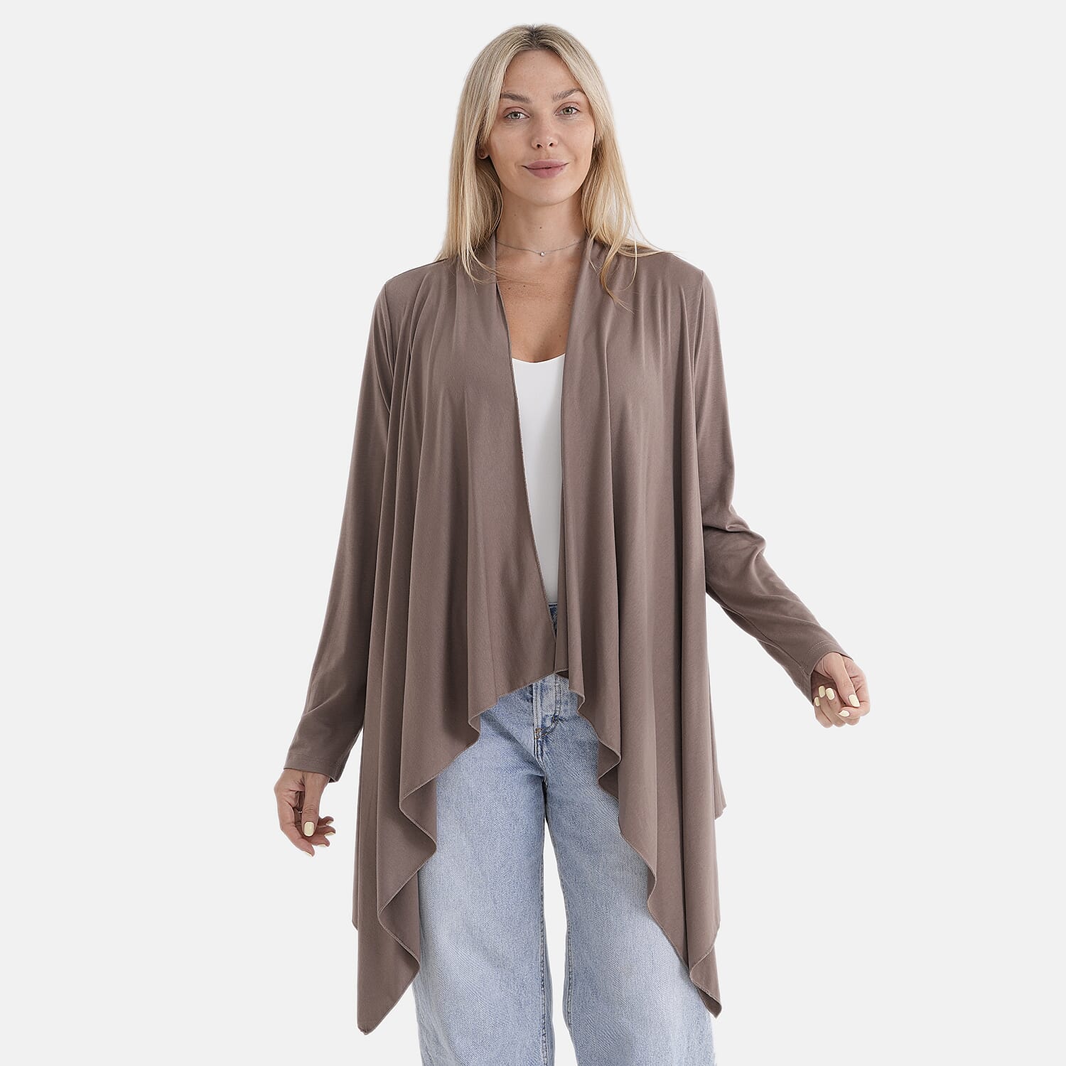 La Marey Waterfall Longline Cardigan (One Size) - Mocha