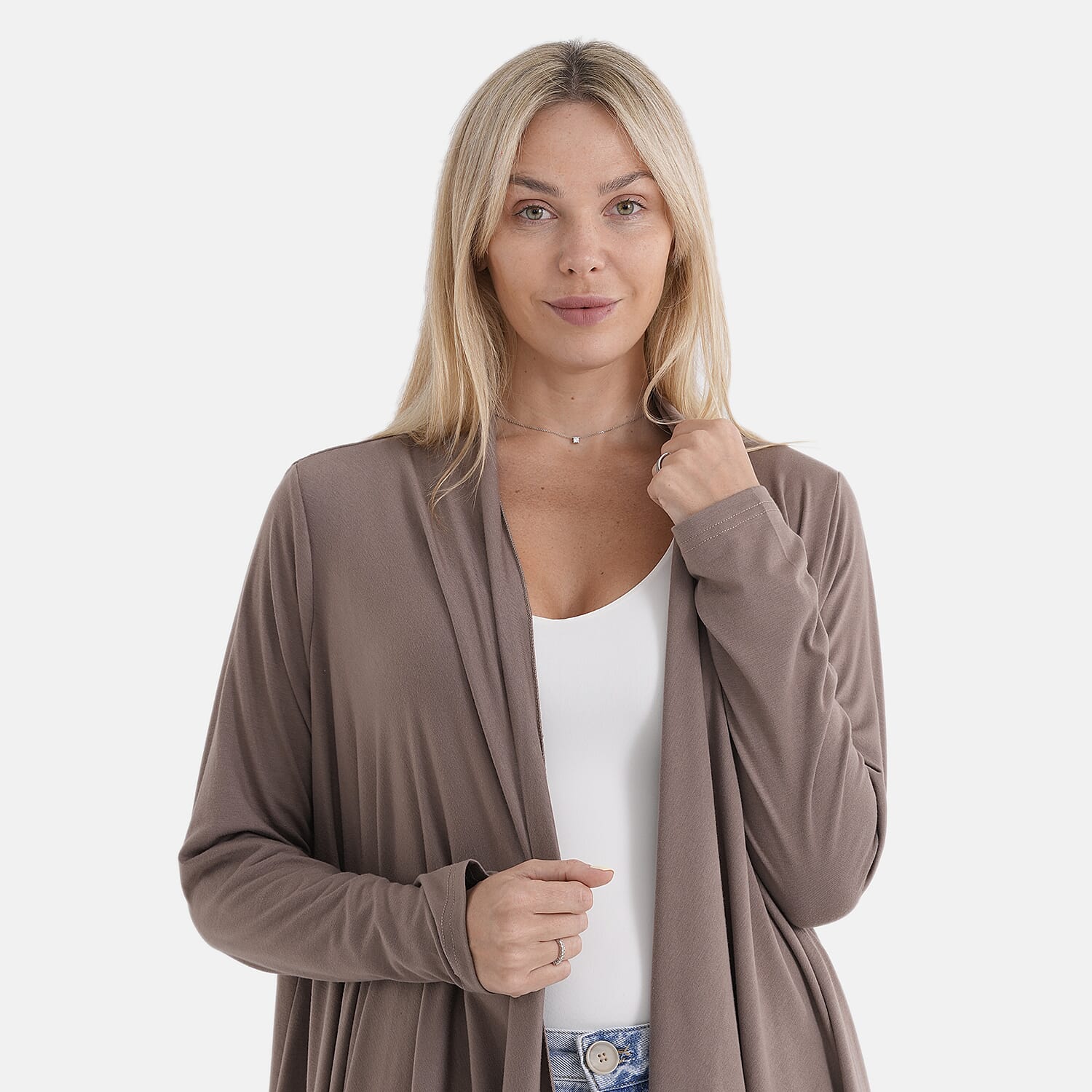 La Marey Waterfall Longline Cardigan (One Size) - Mocha