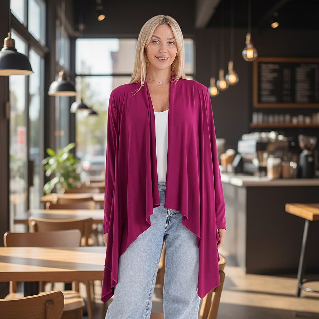 La Marey Waterfall Longline Cardigan (One Size) - Rose Pink