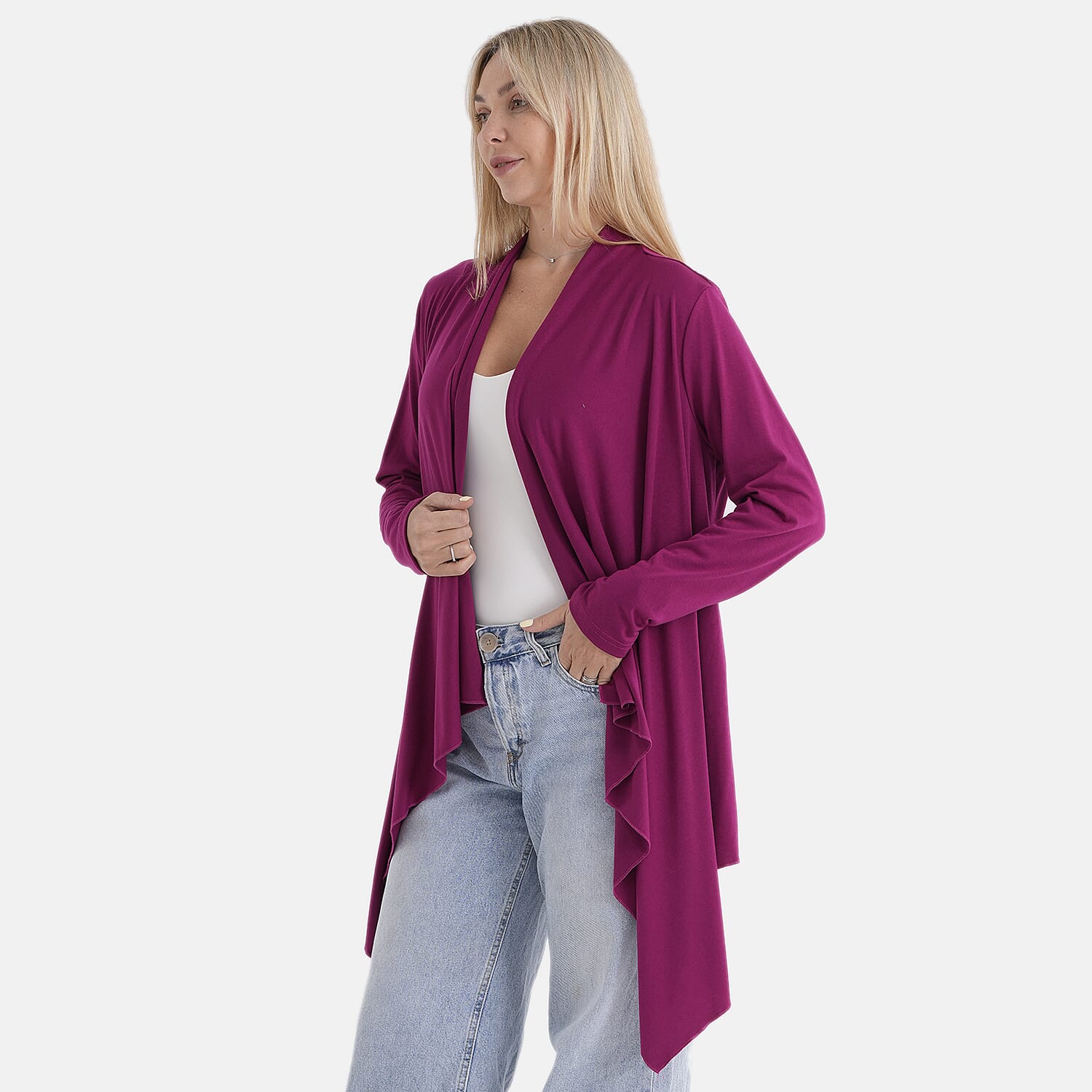 La Marey Waterfall Longline Cardigan (One Size) - Rose Pink