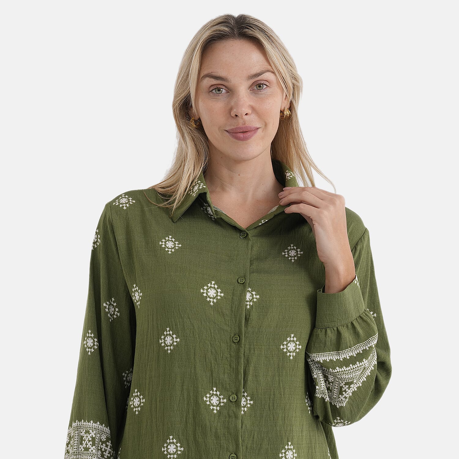 La Marey Placement Print Long-Sleeve Shirt (Size 8 to 14) - Green