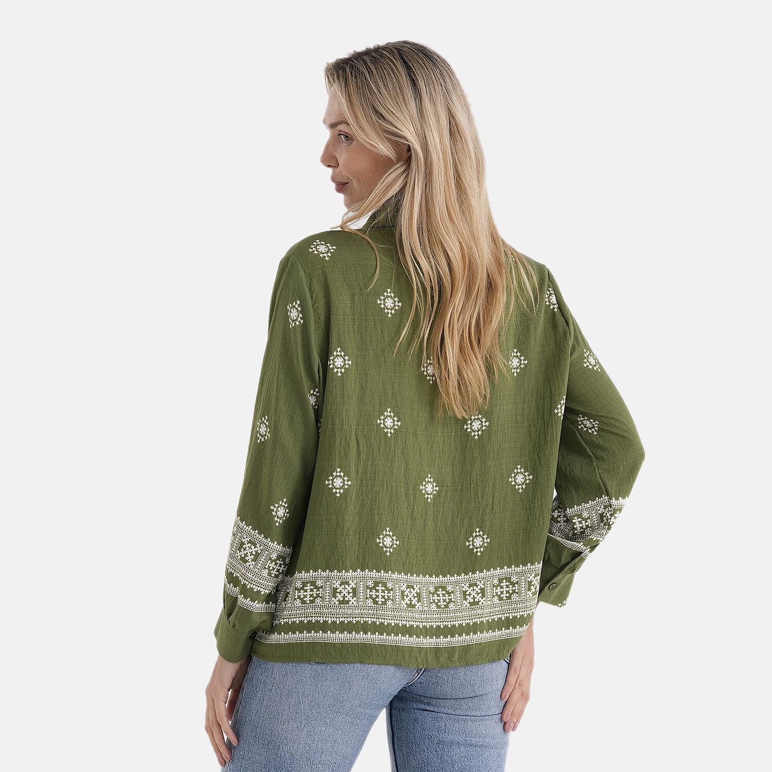 La Marey Placement Print Long-Sleeve Shirt (Size 16 to 22) - Green