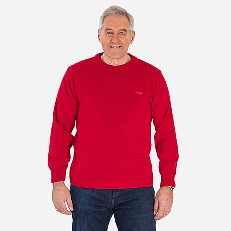Made In Britain Cavallio Mens Crewneck Jumper With Embroidered Logo (Size M) - Red