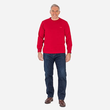 Made In Britain Cavallio Mens Crewneck Jumper With Embroidered Logo (Size XXL) - Red
