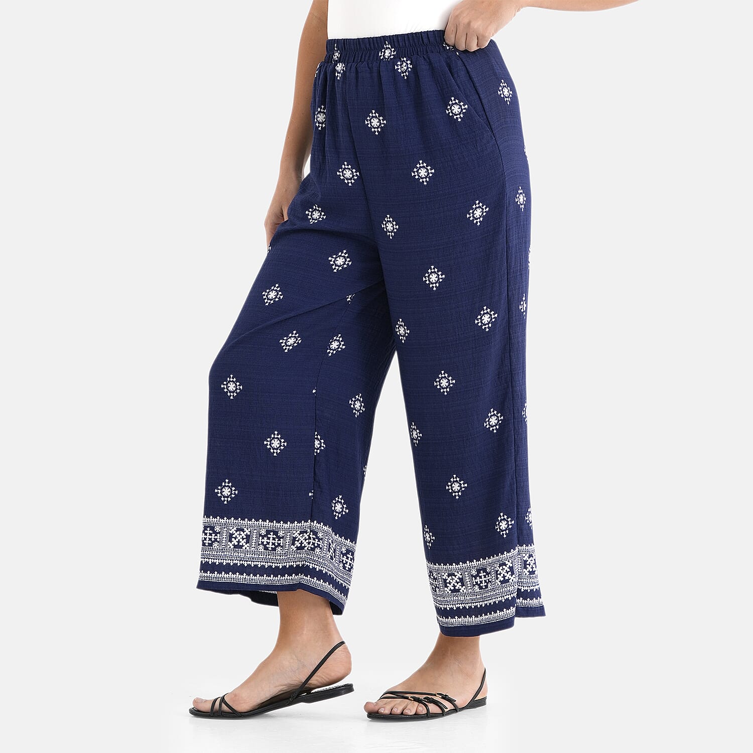 La Marey Printed Jean and Pant-Trouser (Size - S-M) - Black