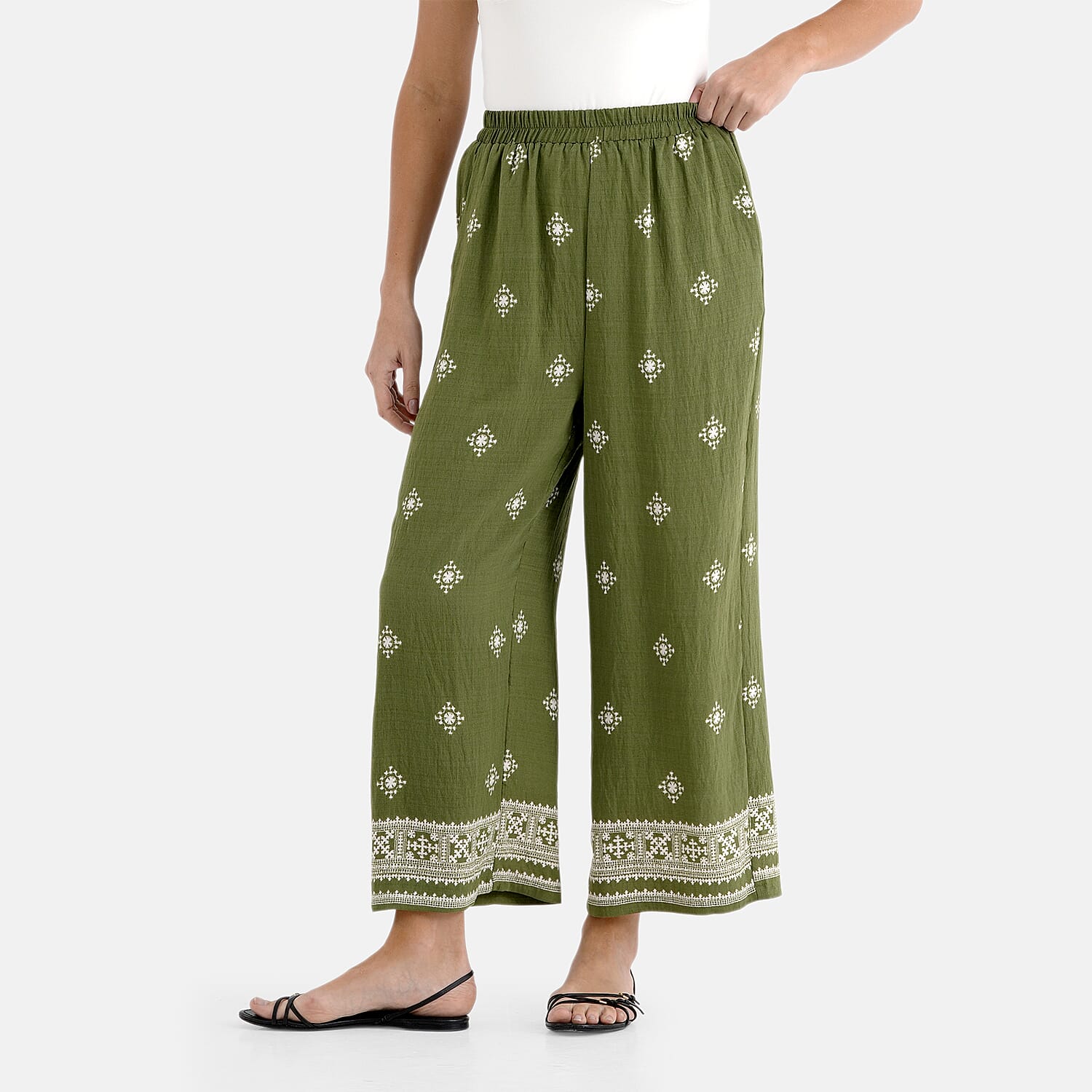 La Marey Placement Print Trouser (Size 8 to 14) - Green