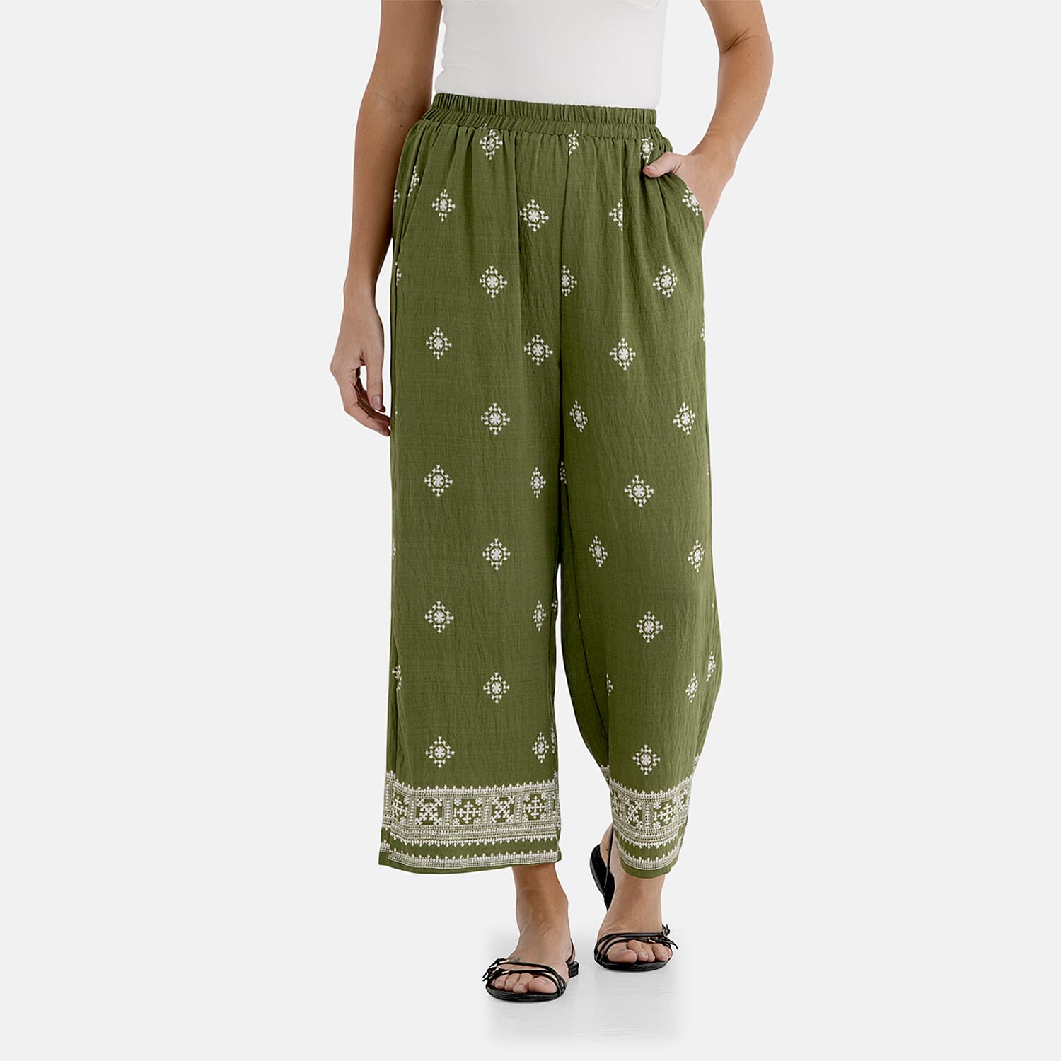 La Marey Placement Print Trouser (Size 8 to 14) - Green
