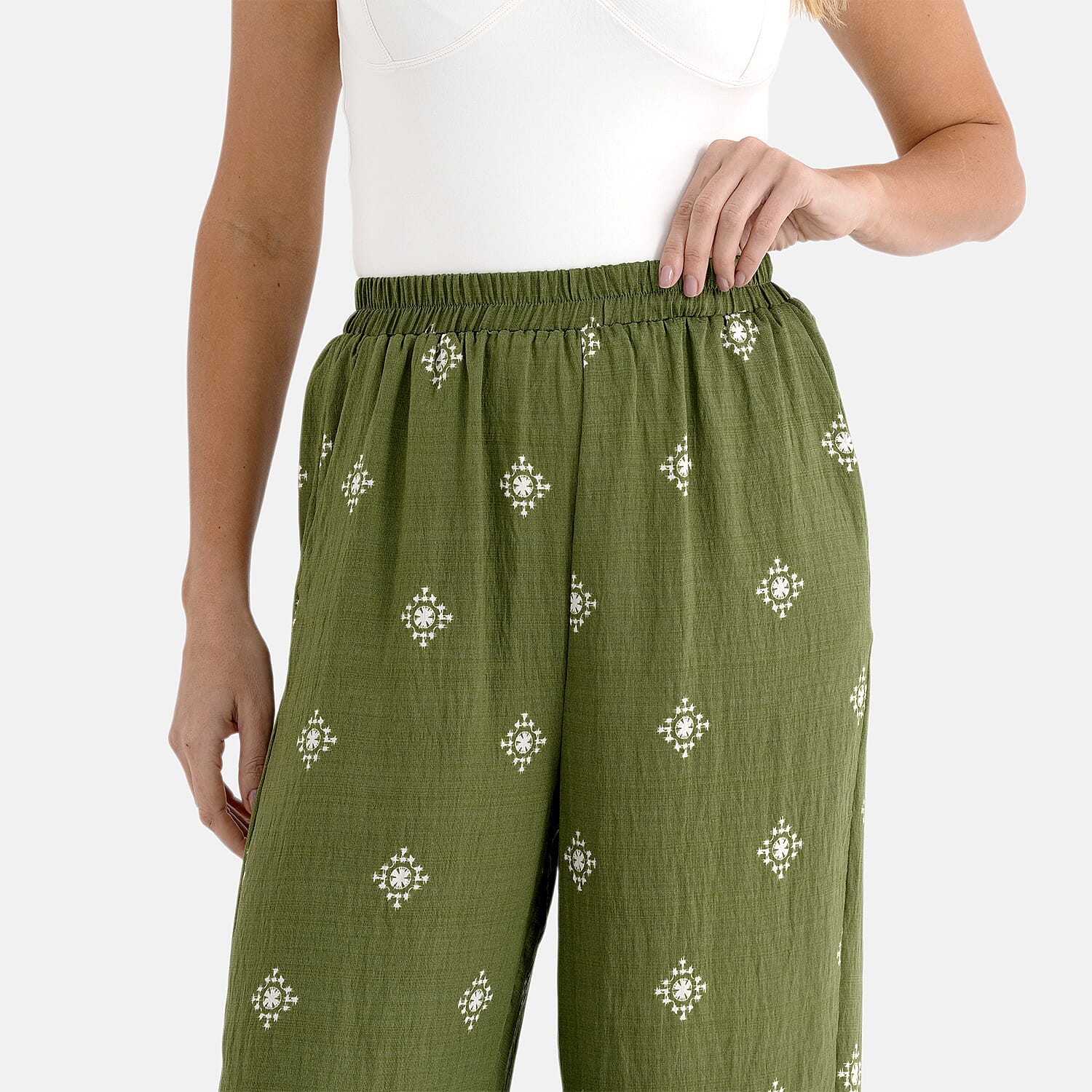 La Marey Placement Print Trouser (Size 8 to 14) - Green