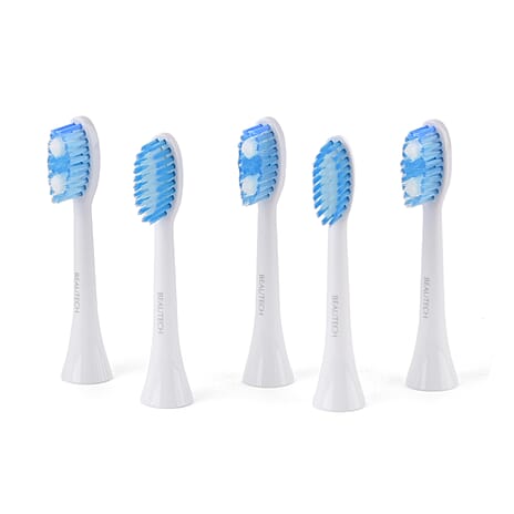 Sonic Toothbrush Replacement Heads Pack of 5 - White Electric Toothbrush Refills (88x68x18mm) - 3 Clean and 2 Sensitive Snap On Brush Heads