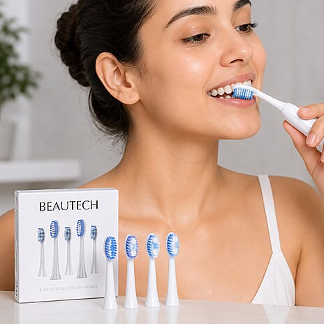Sonic Toothbrush Replacement Heads Pack of 5 - White Electric Toothbrush Refills (88x68x18mm) - 3 Clean and 2 Sensitive Snap On Brush Heads