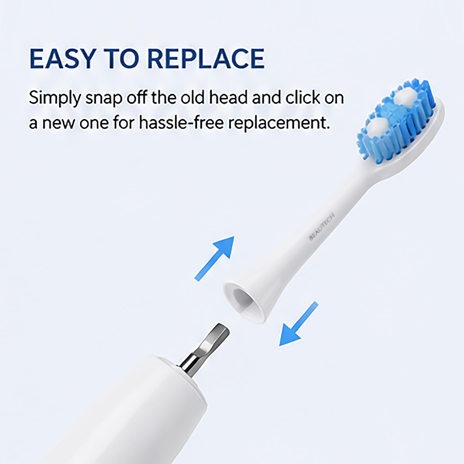 Sonic Toothbrush Replacement Heads Pack of 5 - White Electric Toothbrush Refills (88x68x18mm) - 3 Clean and 2 Sensitive Snap On Brush Heads