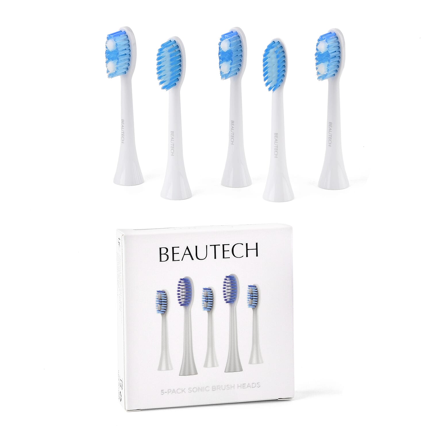 Sonic Toothbrush Replacement Heads Pack of 5 - White Electric Toothbrush Refills (88x68x18mm) - 3 Clean and 2 Sensitive Snap On Brush Heads
