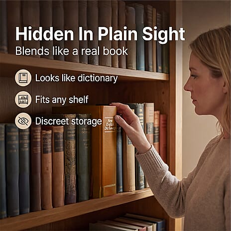 Hidden Dictionary Book Safe - Steel Security Box (235x155x55mm) - Gold - White