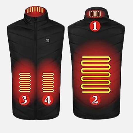 READY FOR CHRISTMAS DELIVERY - IDEAL WORLD 4-Zone Heated Gilet with Powerbank (Size M) - Black