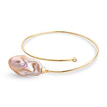 D'Joy Multi Colour Baroque Pearl & White Cubic Zirconia Bangle (Size - 7) in Sterling Silver 25.01 Ct.